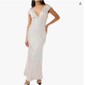 Halfisland Women's Satin Midi Dress in Champagne